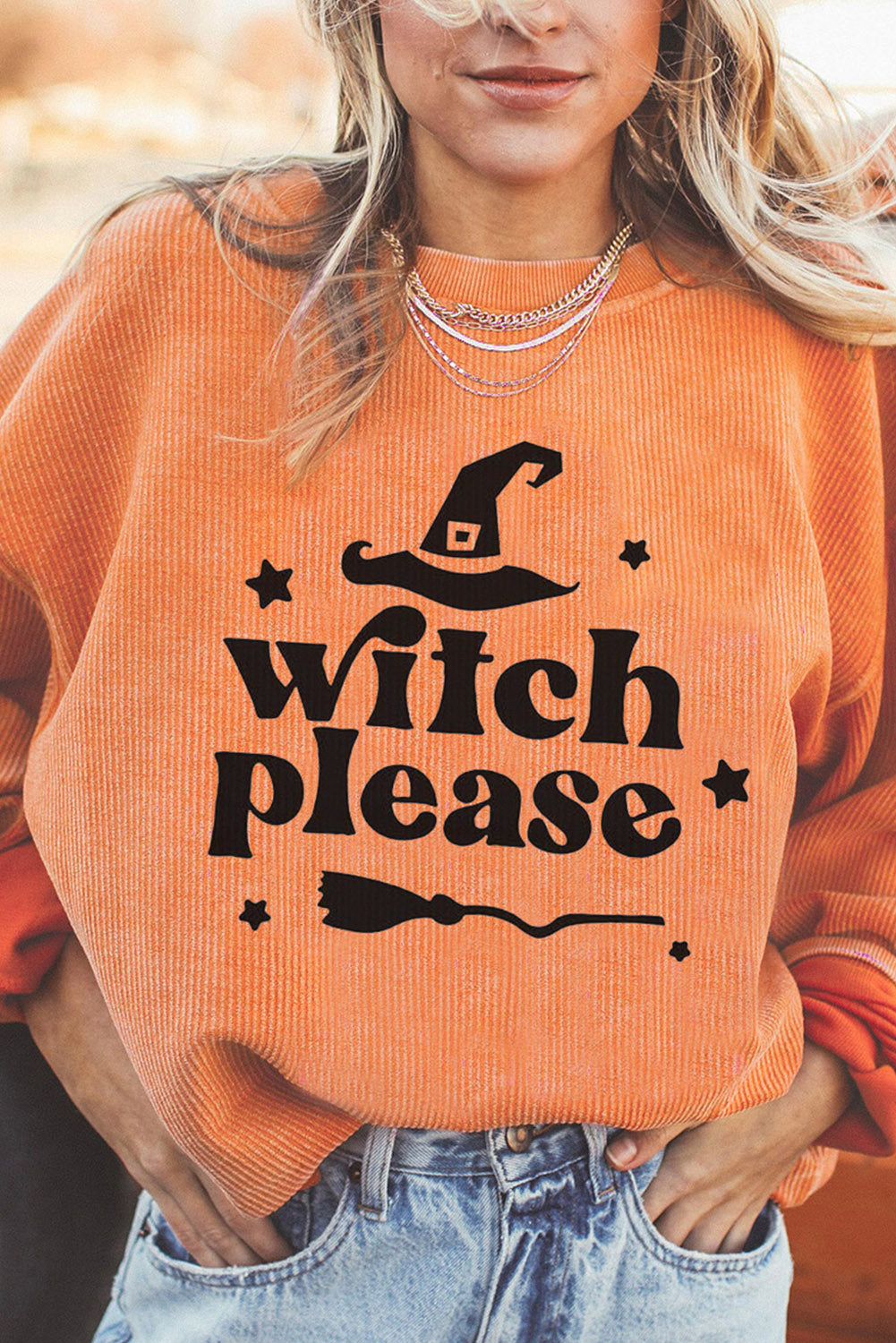 WITCH PLEASE Graphic Dropped Shoulder Sweatshirt OutfitFlow