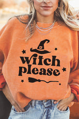 WITCH PLEASE Graphic Dropped Shoulder Sweatshirt OutfitFlow