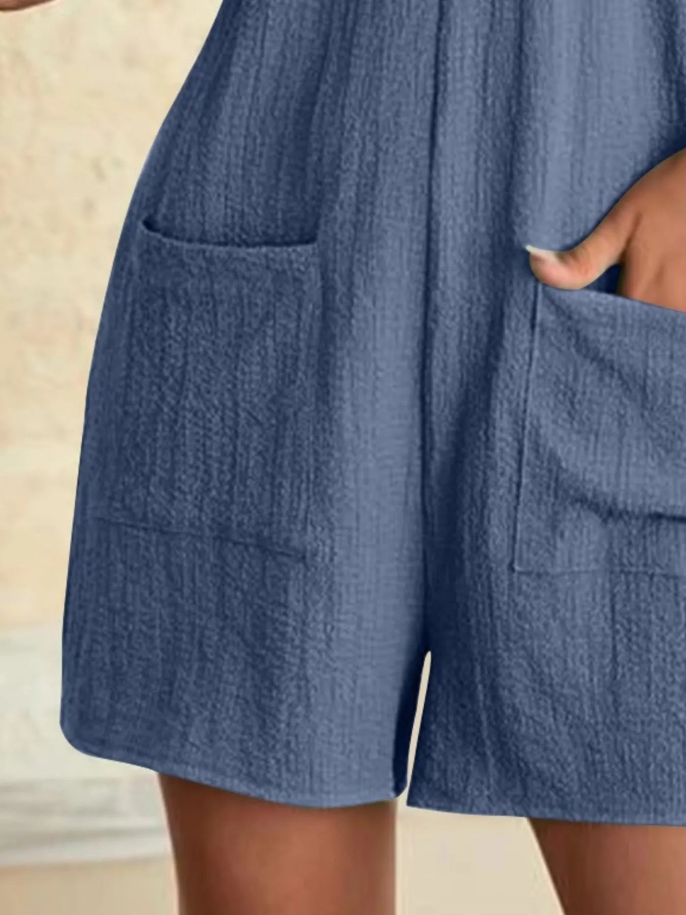 Full Size Knot Strap Romper with Pockets Plus Size OutfitFlow