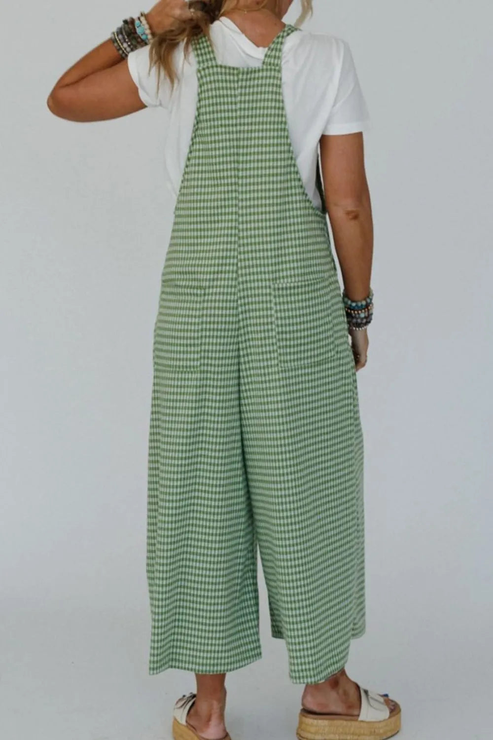 Casual Gingham Wide Leg Overalls OutfitFlow