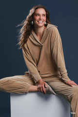 Umgee Soft Thermal Collared Long Sleeve Top OutfitFlow