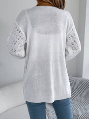 Open-Front Crochet Knit Cardigan OutfitFlow