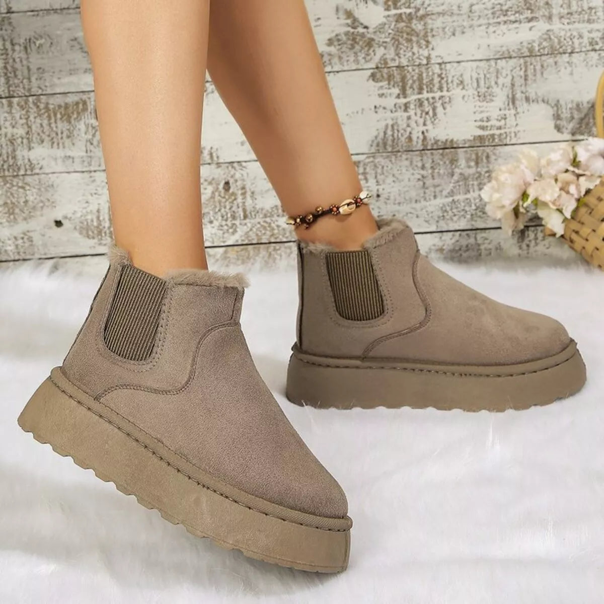 Round Toe Platform Ankle Boots Trendsi