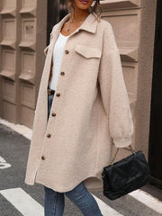 Outfit Flow - Button Up Drop Shoulder Sherpa Coat