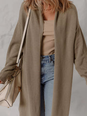 Solid Color Textured Knit Open Front Oversize Cardigan OutfitFlow