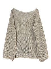 Openwork Long Sleeve Knit Cover Up OutfitFlow