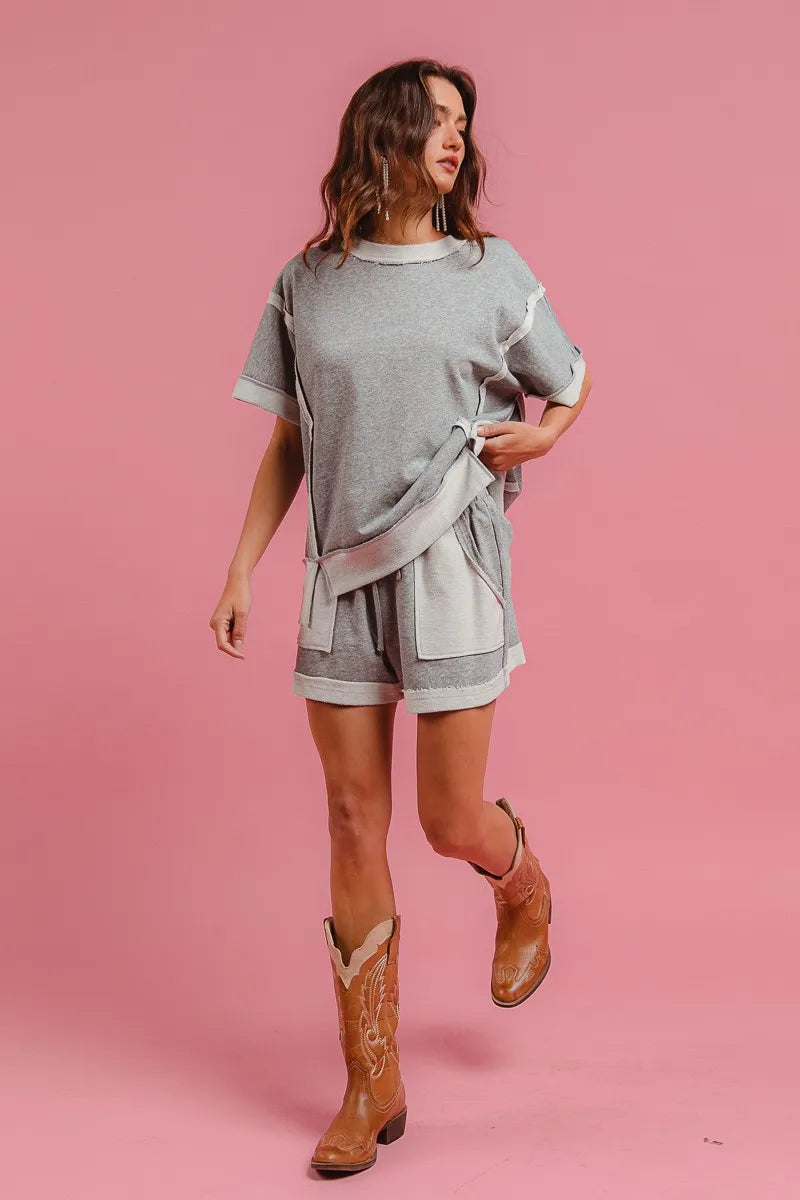 BiBi French Terry Knit Shorts with Side Pocket OutfitFlow