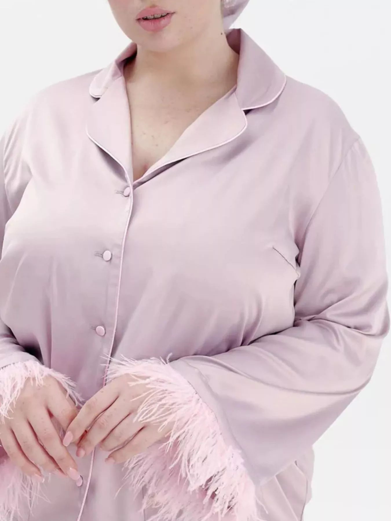 Silky Button Up Top and Pants Lounge Set OutfitFlow