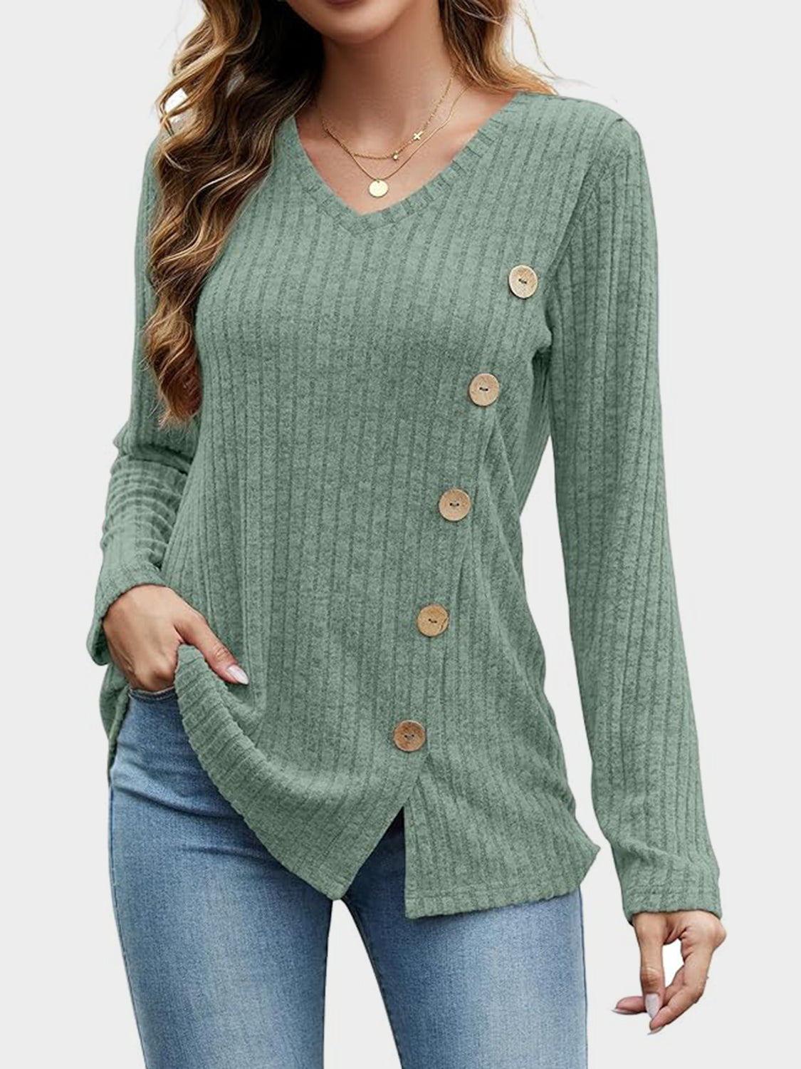 Outfit Flow - V-Neck Long Sleeve T-Shirt