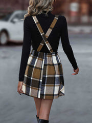 Outfit Flow - Crisscross Plaid Wide Strap Overall Dress