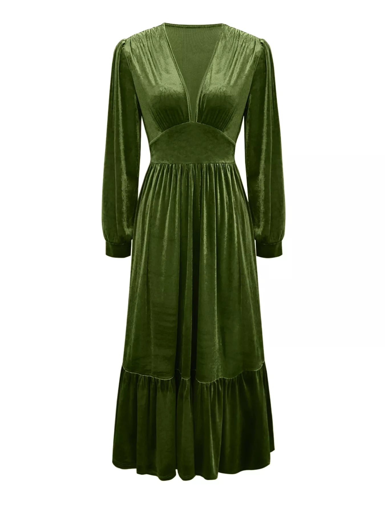 Ruffled Hem Long Sleeve Dress OutfitFlow