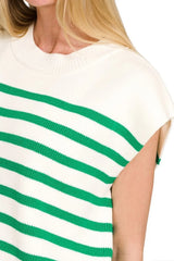 Zenana Oversized Crew Neck Stripe Sweater Vest OutfitFlow