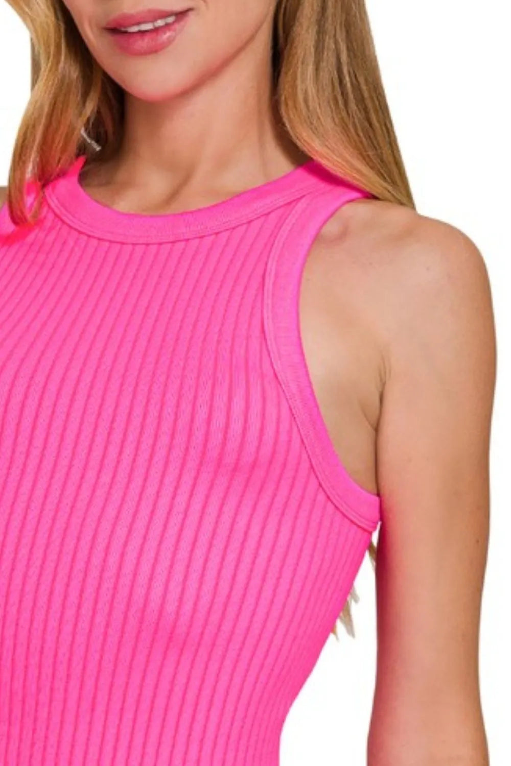 Zenana Seamless Ribbed Crop Tank OutfitFlow