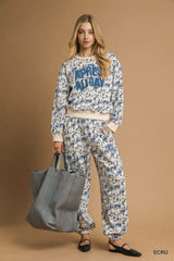 Umgee Scenic Print Casual Sweatpants OutfitFlow