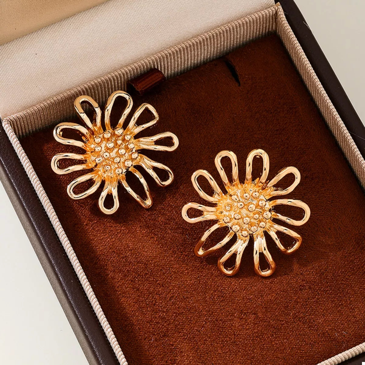 18K Gold-Plated Flower Stud Earrings OutfitFlow