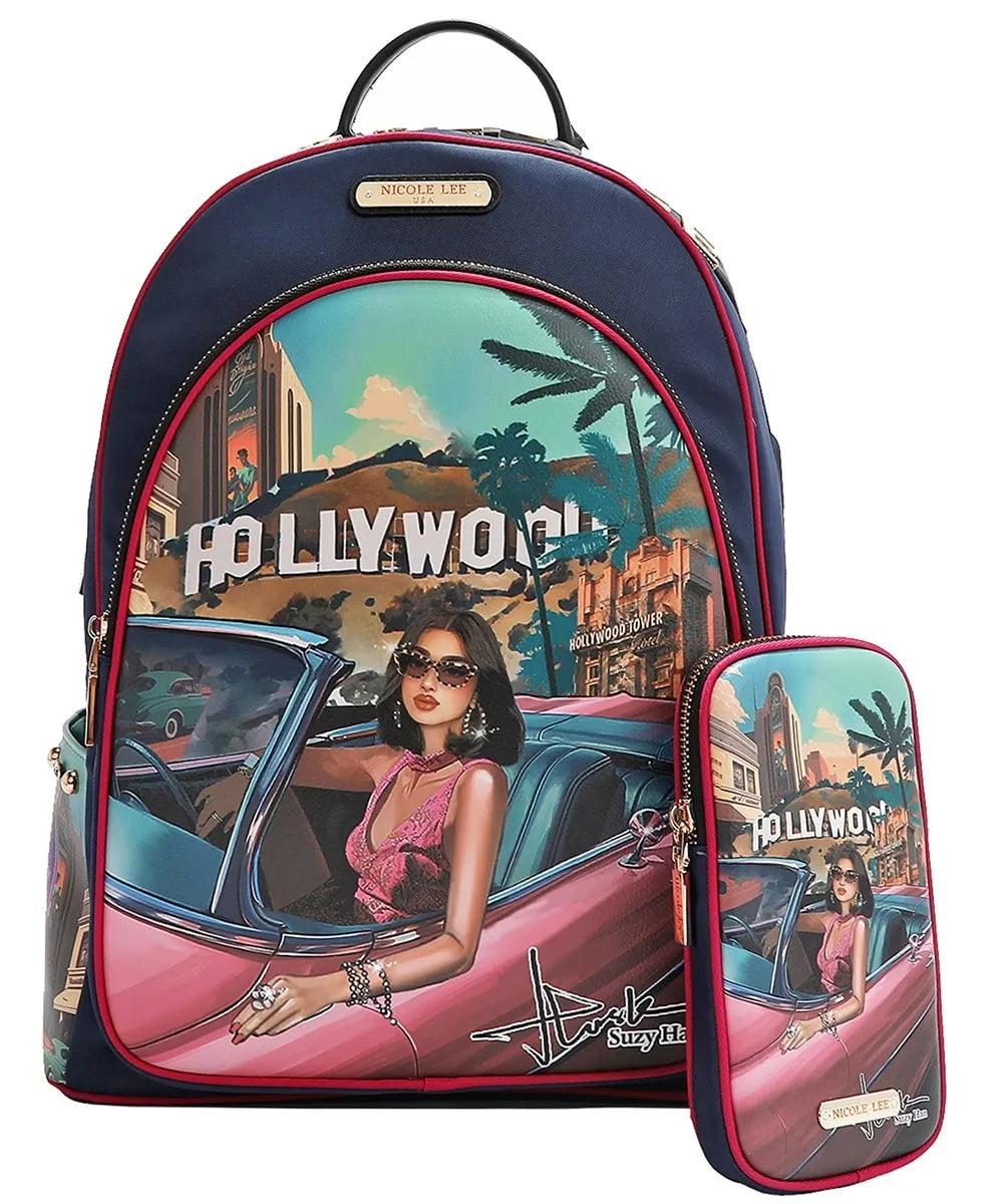 Nicole Lee USA Laptop Backpack With Usb Charging Port HOLLYWOOD DRIVE 4 OutfitFlow
