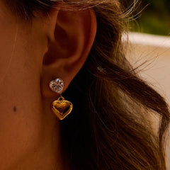 18K Gold-Plated Inlaid Zircon Heart Drop Earrings OutfitFlow