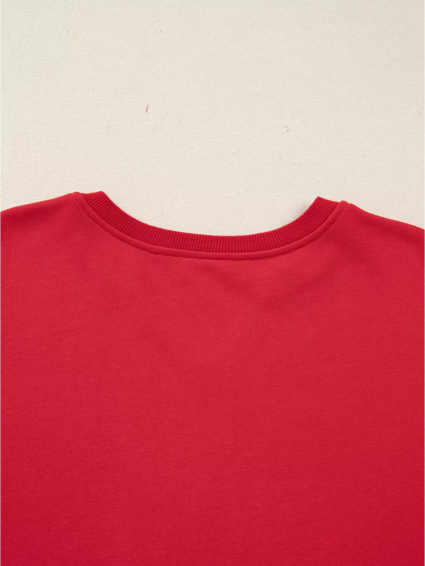 Plaid Frayed Double Christmas Tree Patched Drop Shoulder Sweatshirt OutfitFlow