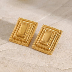 18K Gold-Plated Stainless Steel Square Shape Earrings OutfitFlow
