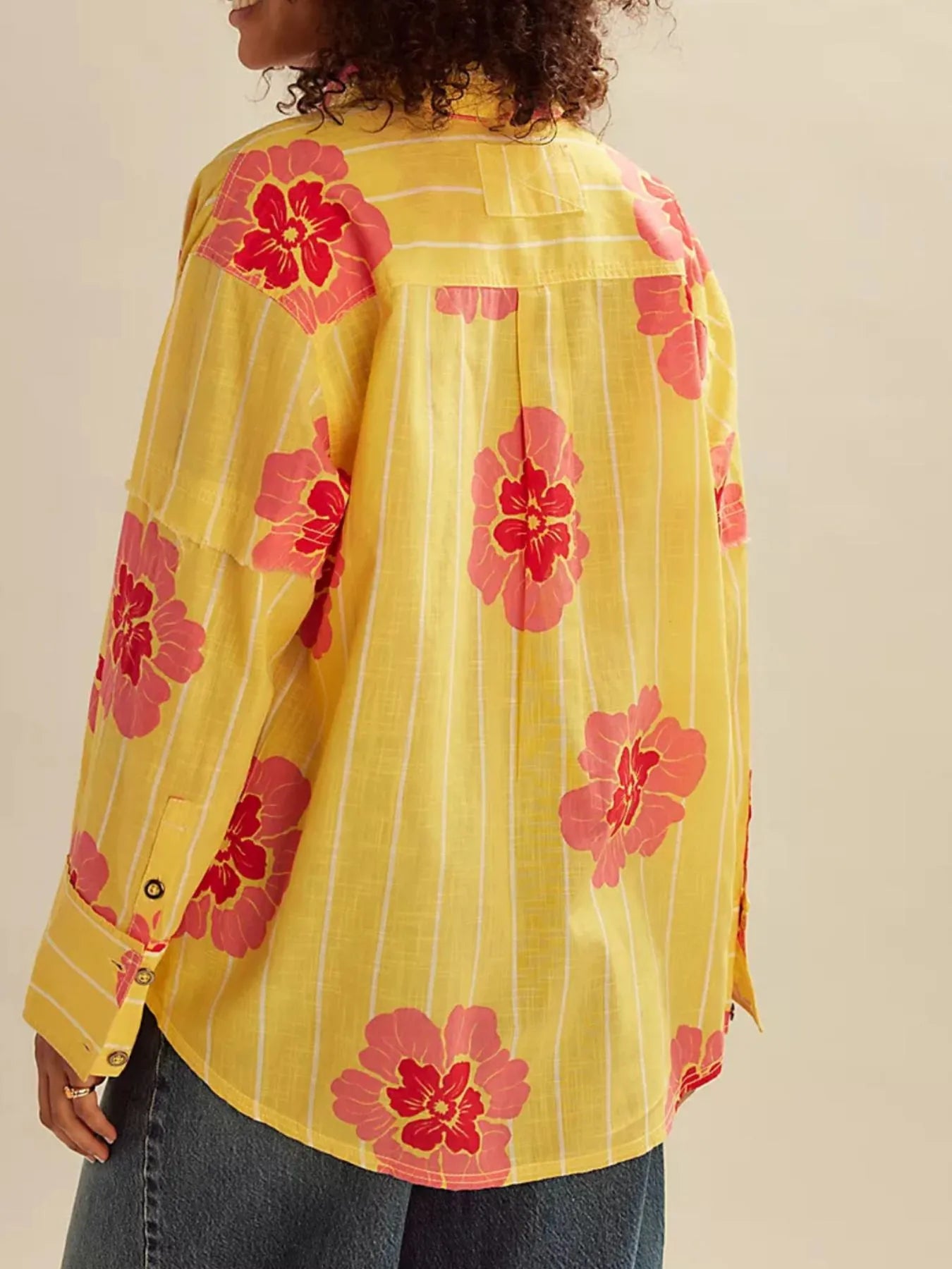 Printed Button-Up Long Sleeve Shirt OutfitFlow