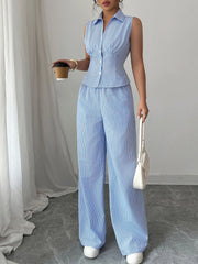 Striped Sleeveless Top and Pants Set OutfitFlow
