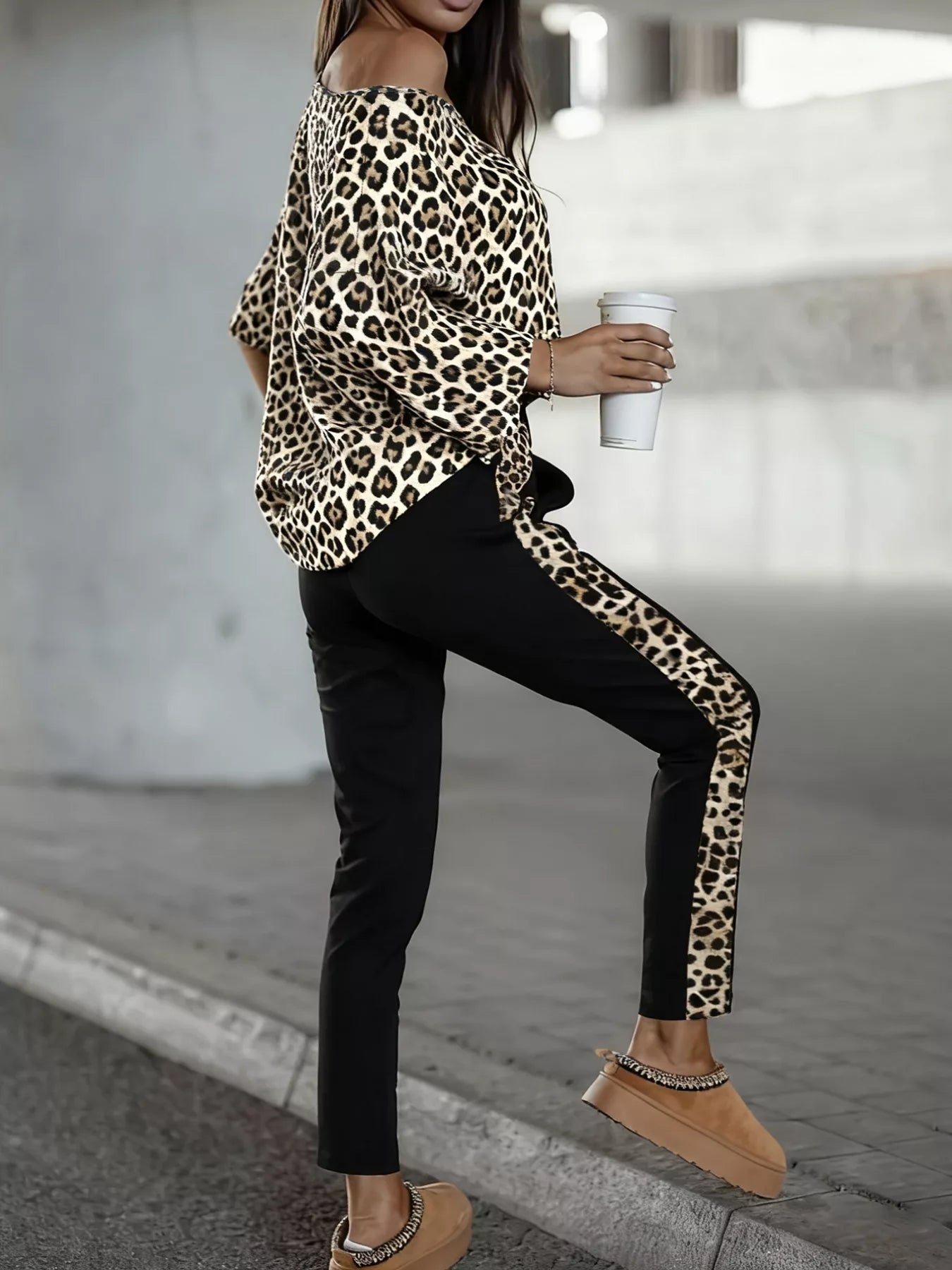 Leopard Print Top and Pants Set OutfitFlow