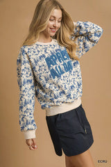 Umgee Scenic Print Cropped Sweatshirt OutfitFlow