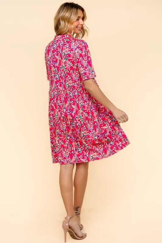 Haptics Johnny Collar Babydoll Dress with Side Pockets OutfitFlow