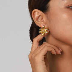 Stainless Steel Flower Earrings OutfitFlow
