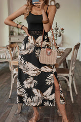 Printed Sleeveless Scoop Neck Slit Dress OutfitFlow