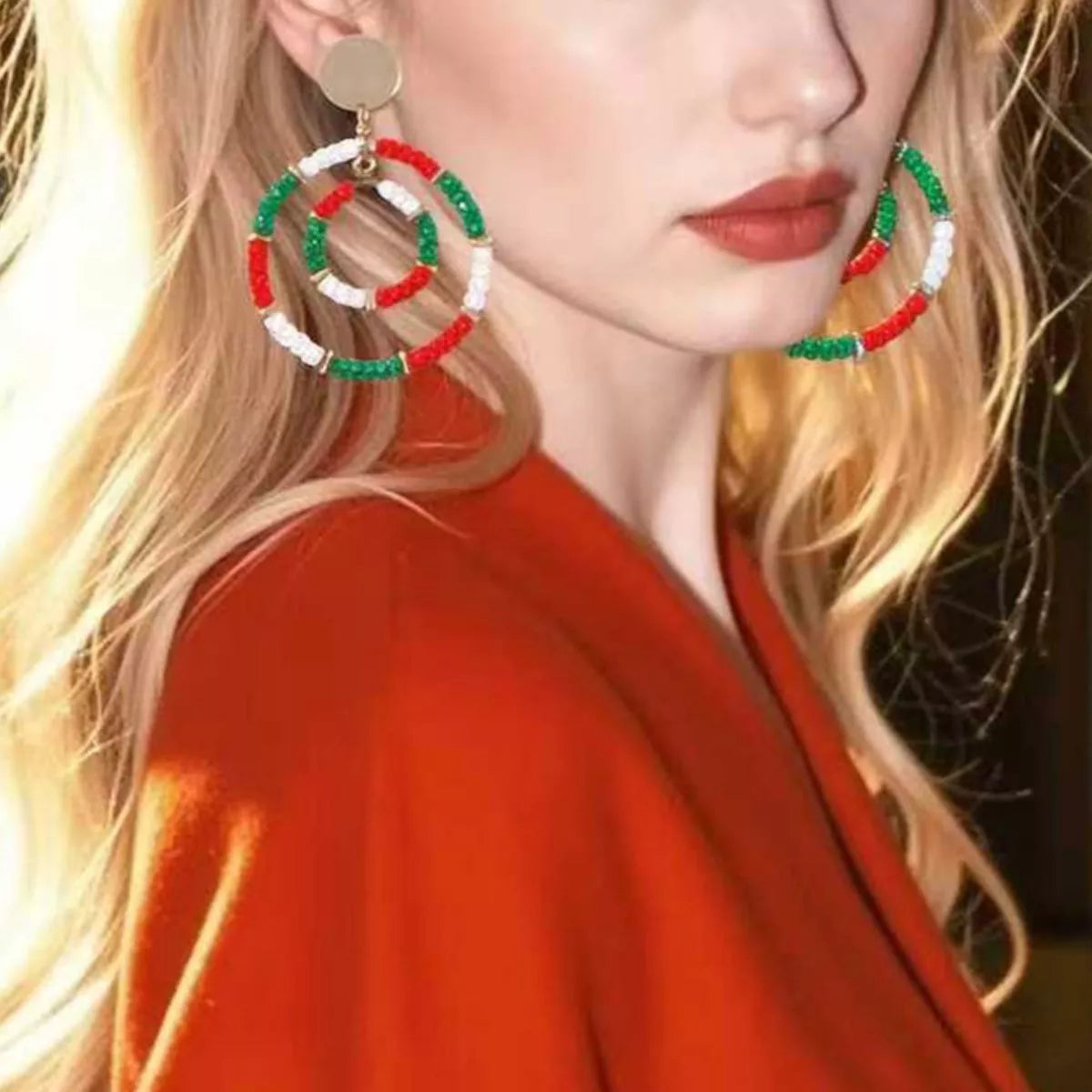 Christmas Beaded Hoop Earrings OutfitFlow