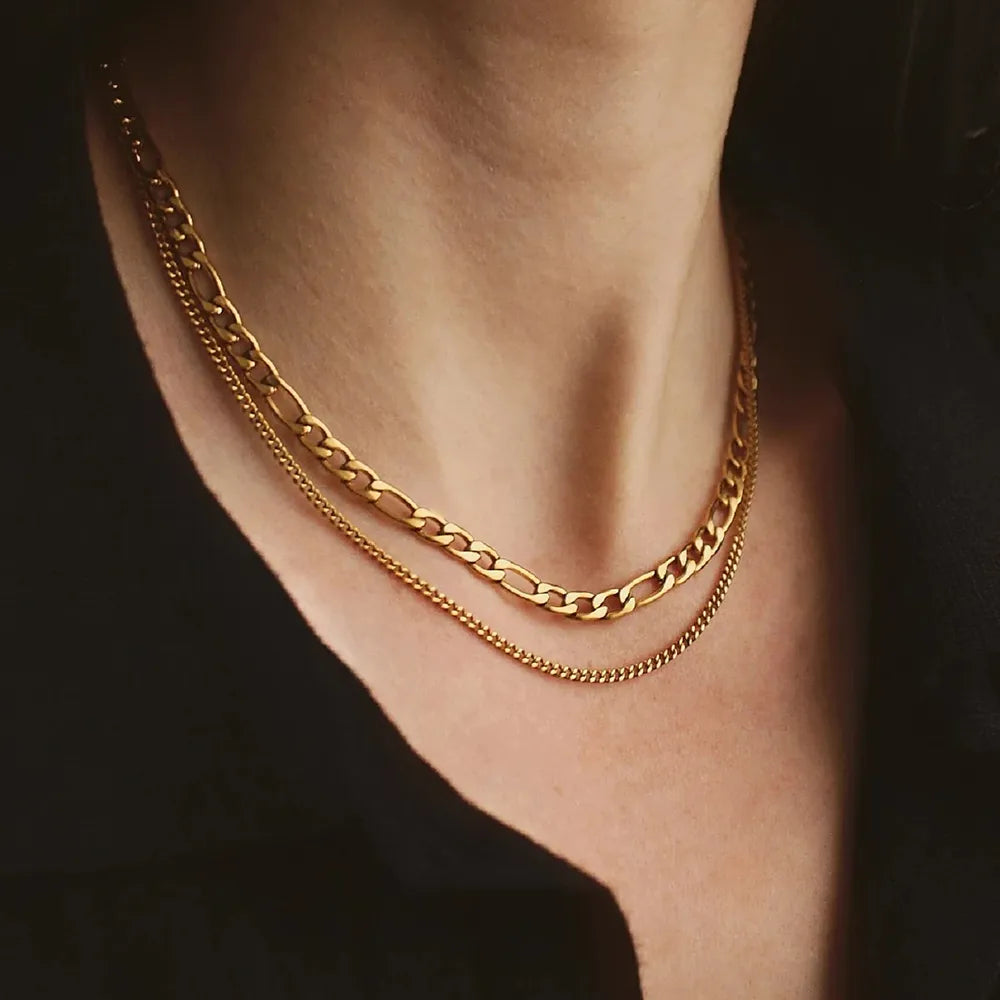 Stainless Steel Double-Layered Necklace OutfitFlow