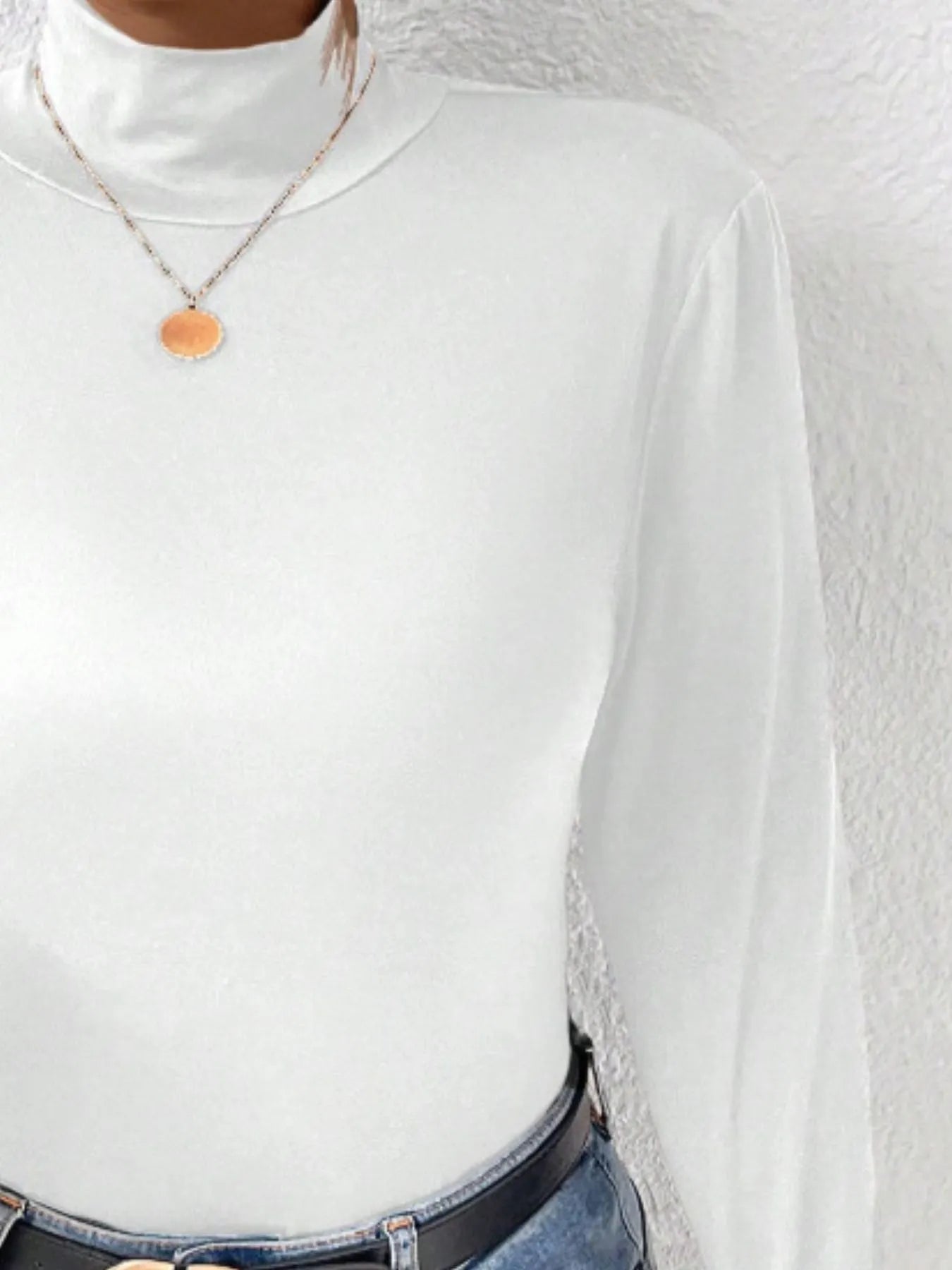 Plus Size Long Sleeve Fitted Turtleneck T-Shirt OutfitFlow