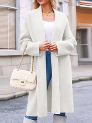 Open Front Longline Coat White OutfitFlow