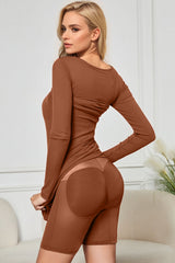 Outfit Flow - Basic Bae Built-In Shapewear Square Neck Long Sleeve Maxi Dress