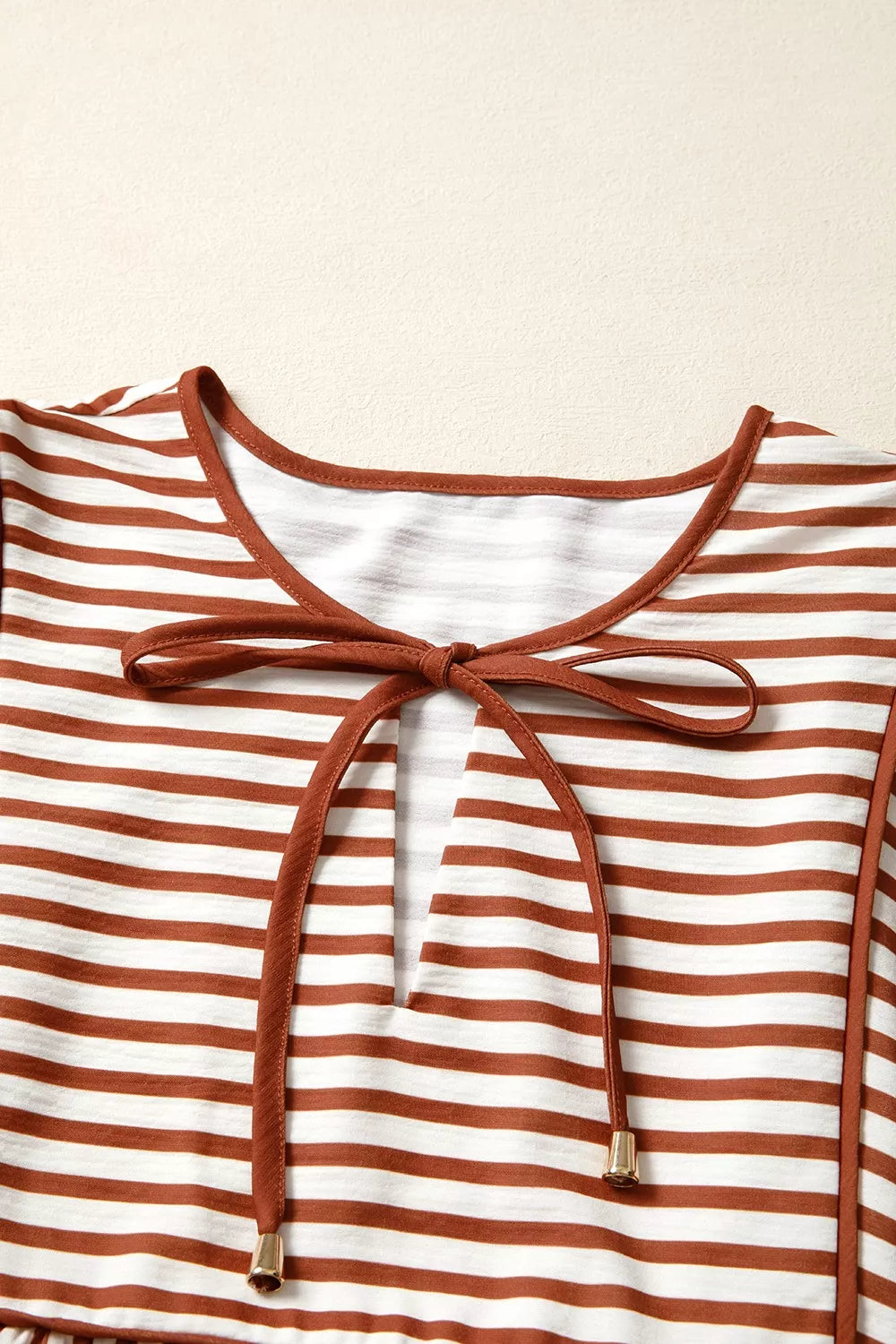 Stripe Babydoll Long Sleeve Blouse Trendsi