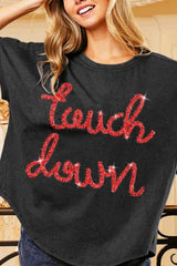 BiBi Touchdown Metallic Letter Vintage Washed Top OutfitFlow