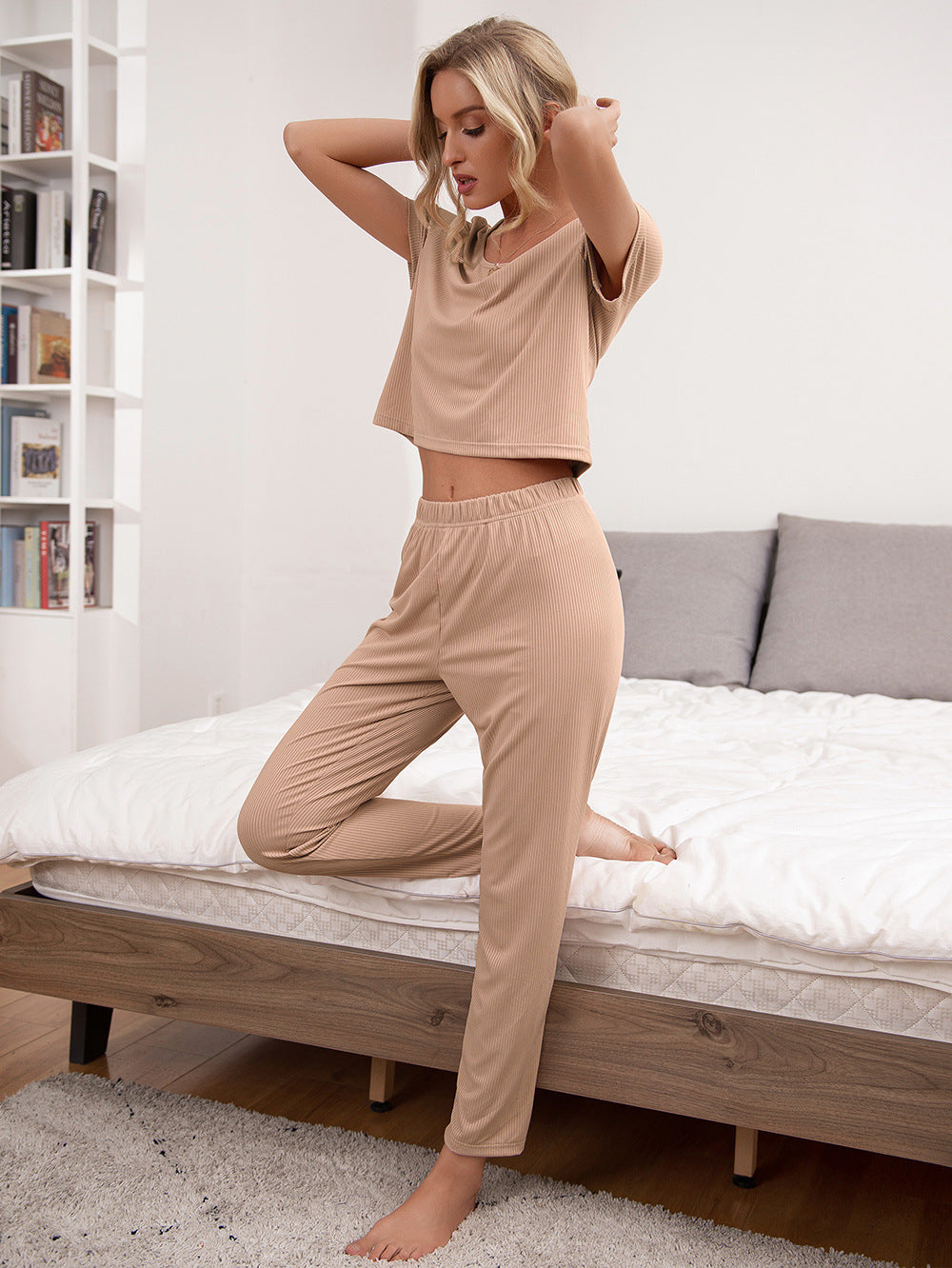 Outfit Flow - Ivy Lane Round Neck Short Sleeve Top and Pants Lounge Set