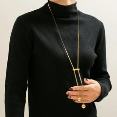 18K Gold-Plated Titanium Steel Hollow Bead Necklace OutfitFlow