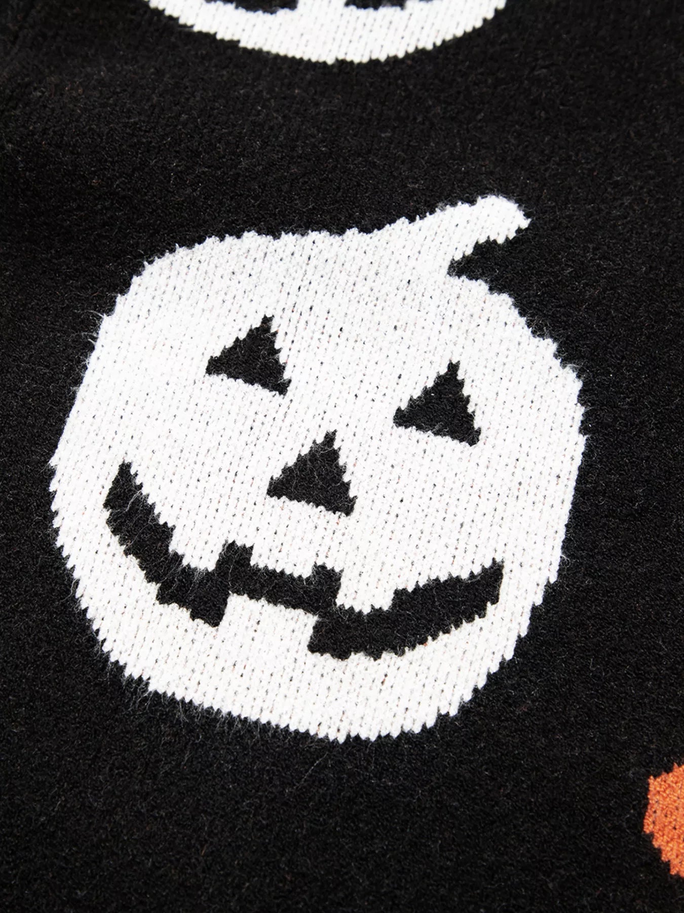 Halloween Gothic Pattern Long Sleeve Sweater OutfitFlow
