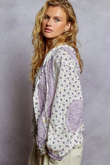 POL Floral Balloon Sleeve Hooded Lace Jacket with Stitch Detail OutfitFlow