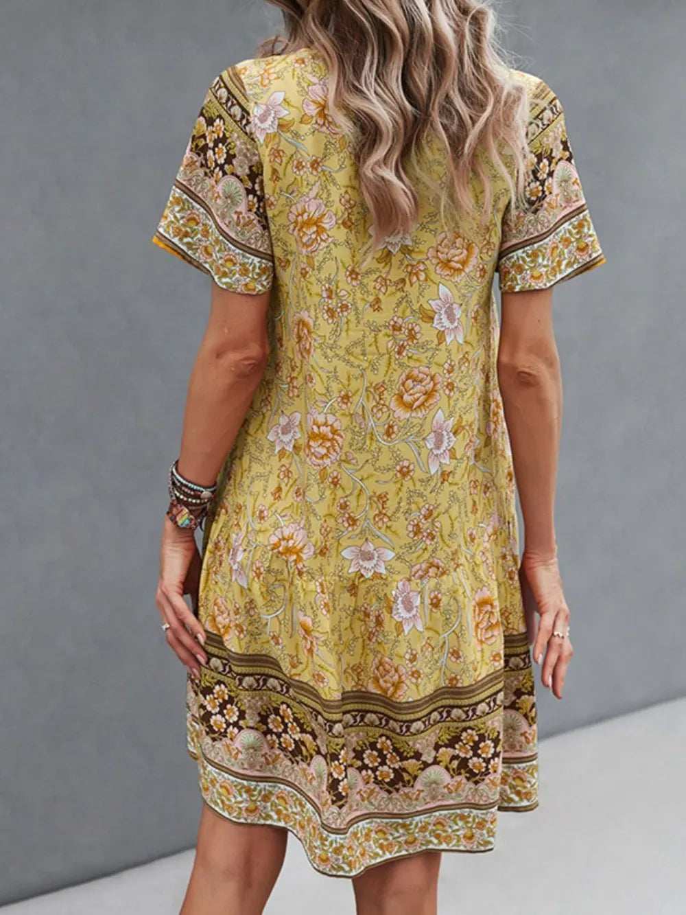 Floral Print V-Neck Summer Dress OutfitFlow