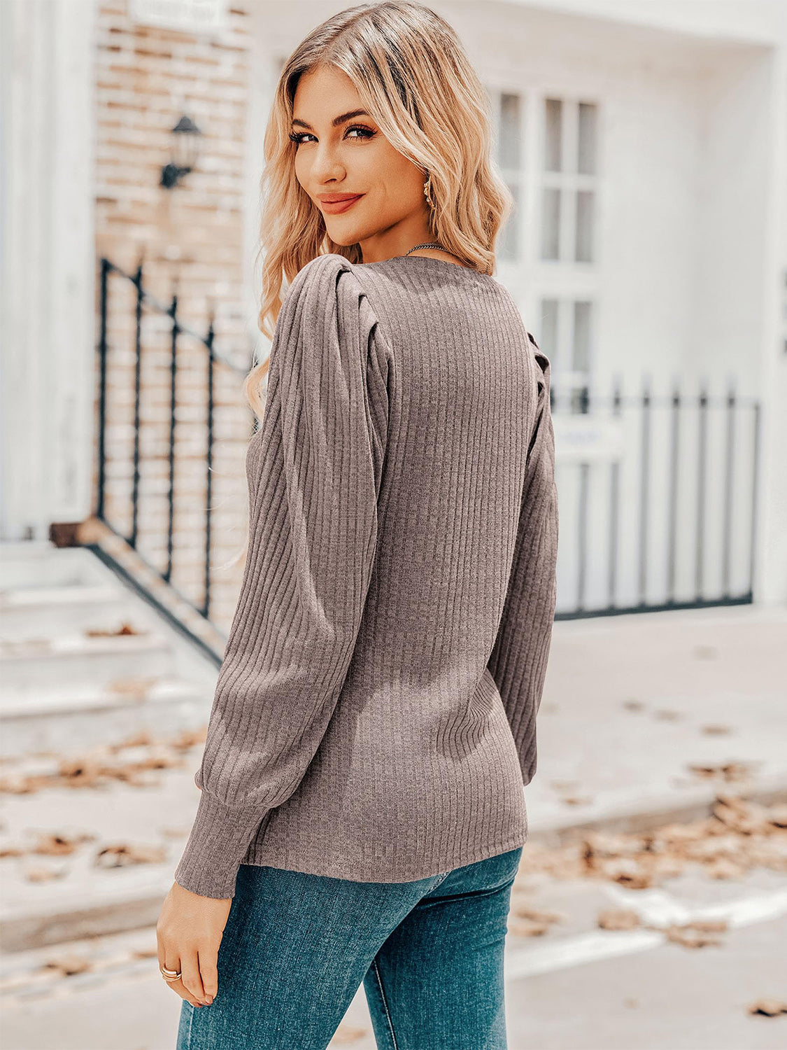 Outfit Flow - Ruched V-Neck Long Sleeve Top