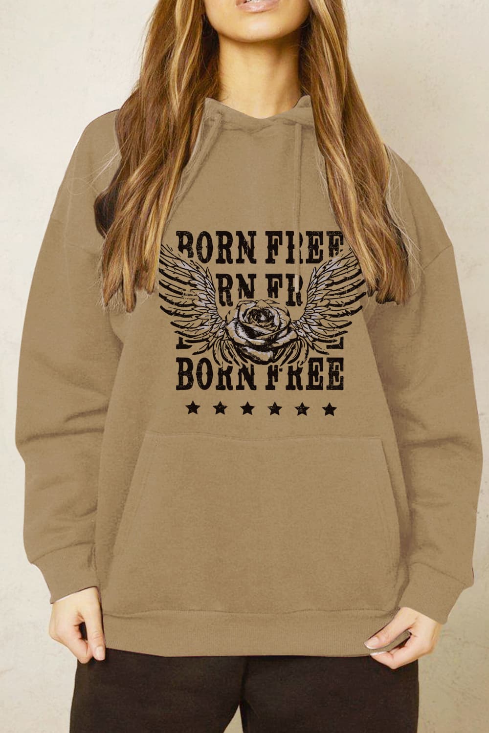 Outfit Flow - Simply Love Simply Love Full Size BORN FREE Graphic Hoodie