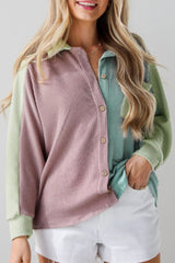Color Block Corded Button Up Shacket OutfitFlow