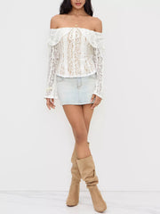 Off-Shoulder Lace Blouse OutfitFlow