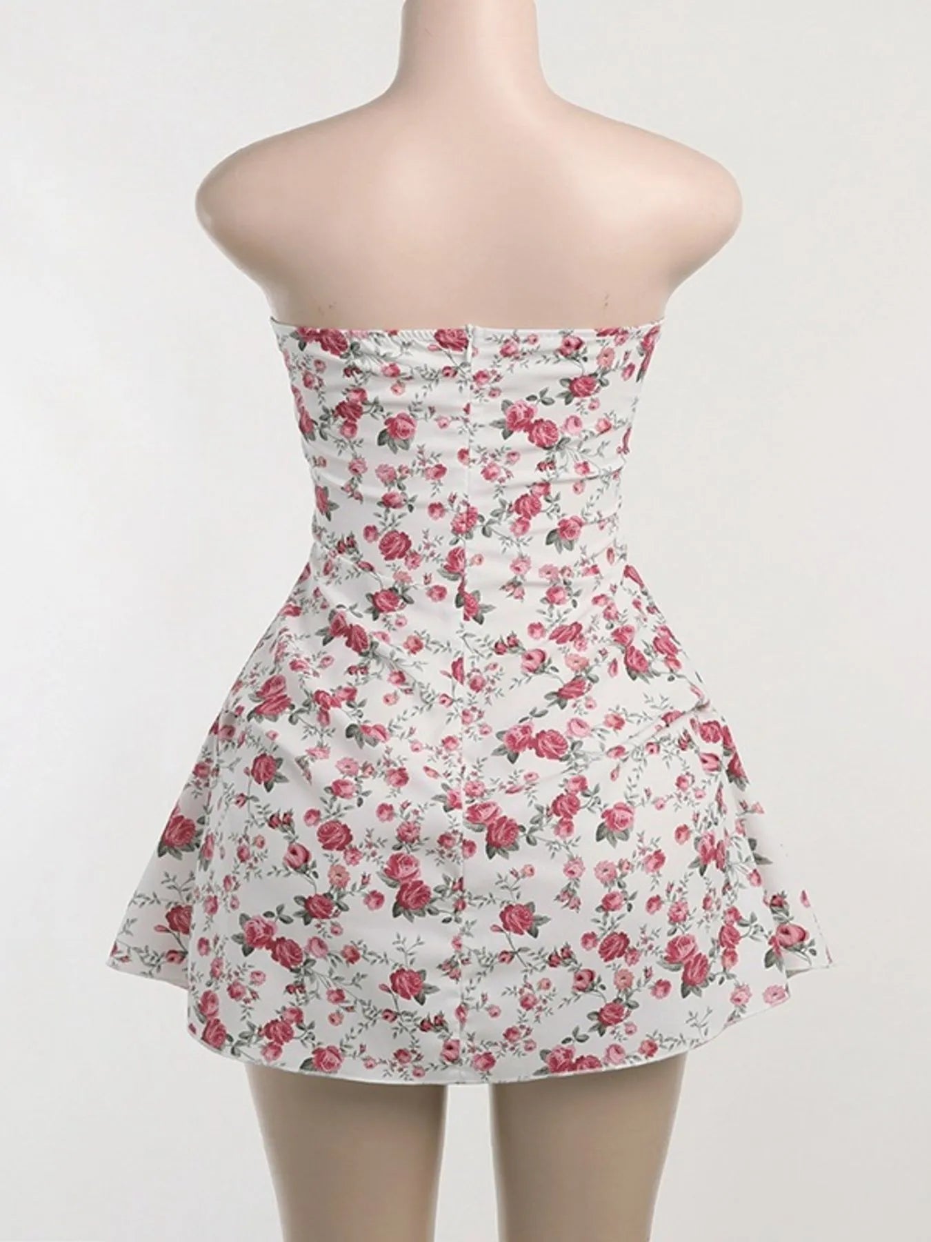 Floral Print Strapless Mini Dress OutfitFlow