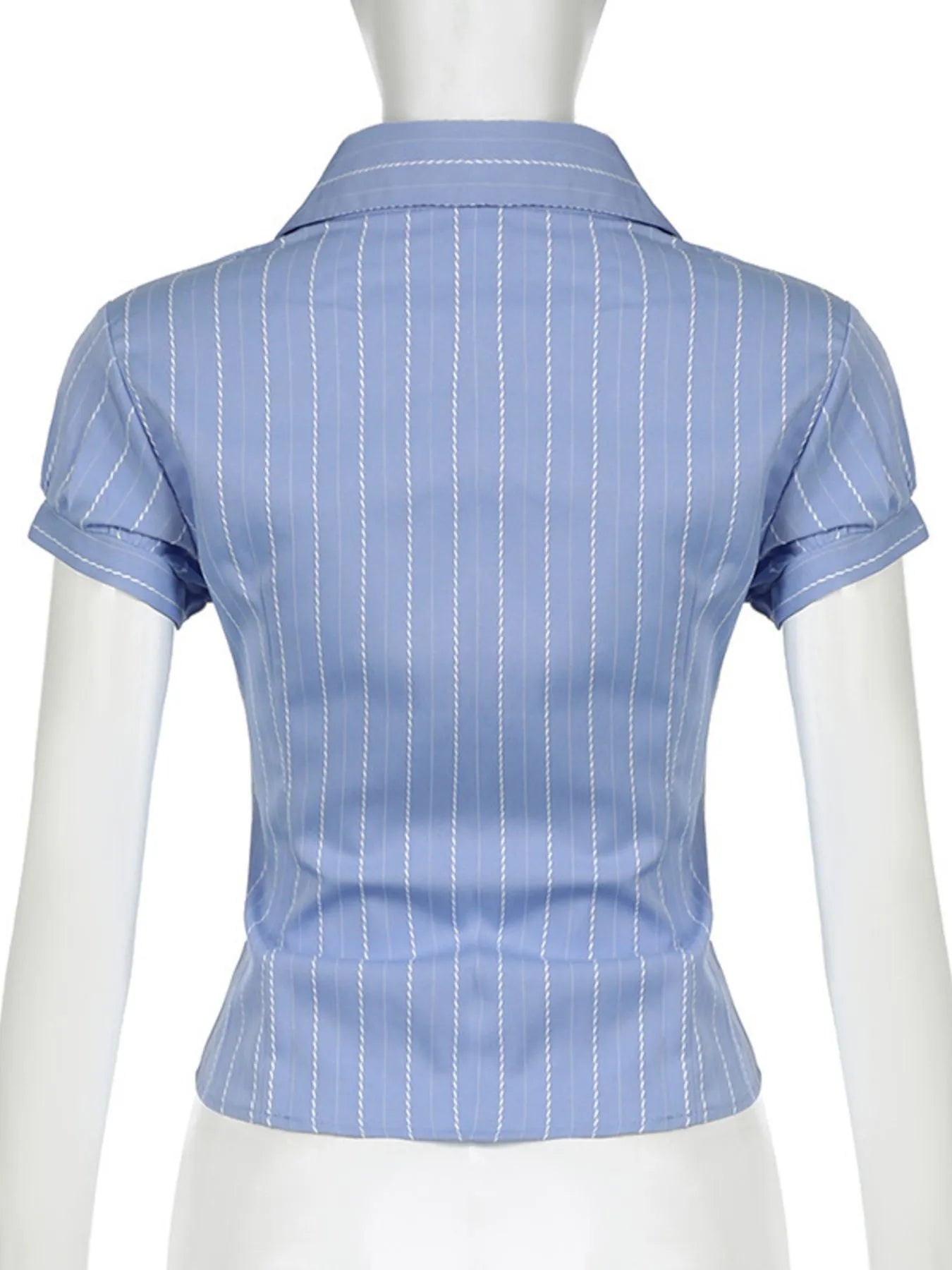 Striped Button-Down Collared Neck Shirt OutfitFlow