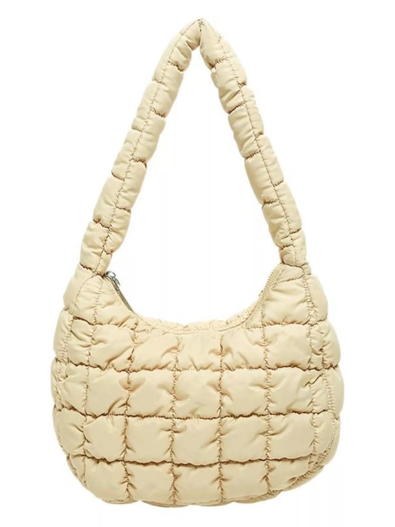 Quilted Ruched Shoulder Bag Pastel Yellow onesize OutfitFlow