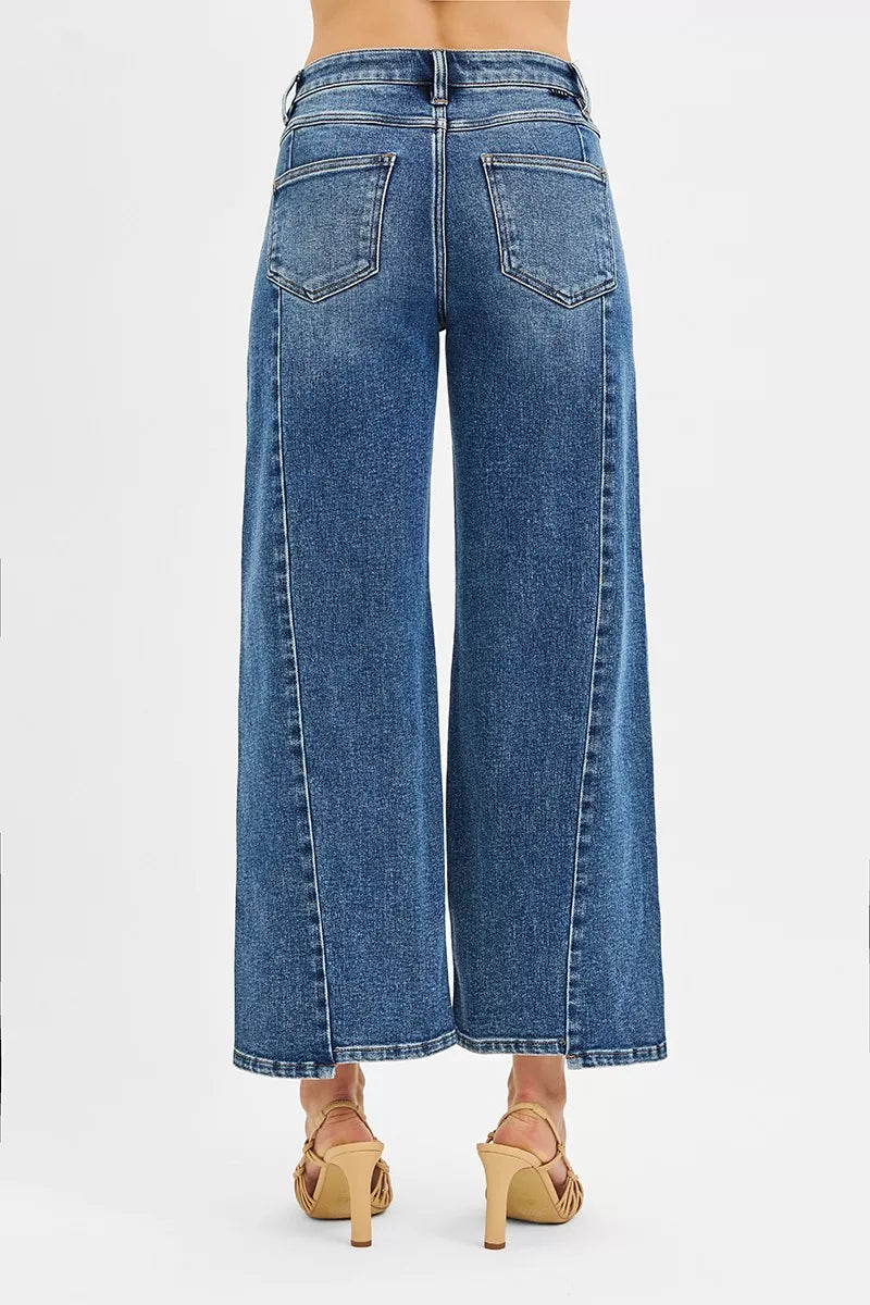 RISEN High Rise Crop Wide Leg Jeans with Step Hem OutfitFlow